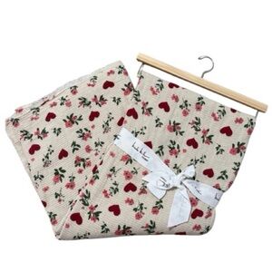 Nicole Miller Hearts and Flower Cotton Throw Blanket